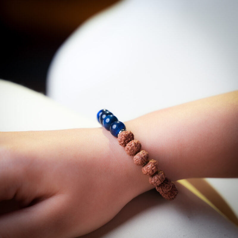Rudraksha With Blue Tiger Eye Bracelet - Image 2
