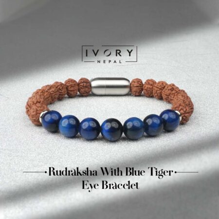 Rudraksha With Blue Tiger Eye Bracelet