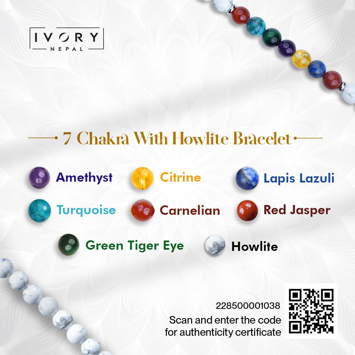 7 Chakra Howlite Bracelet - Image 3