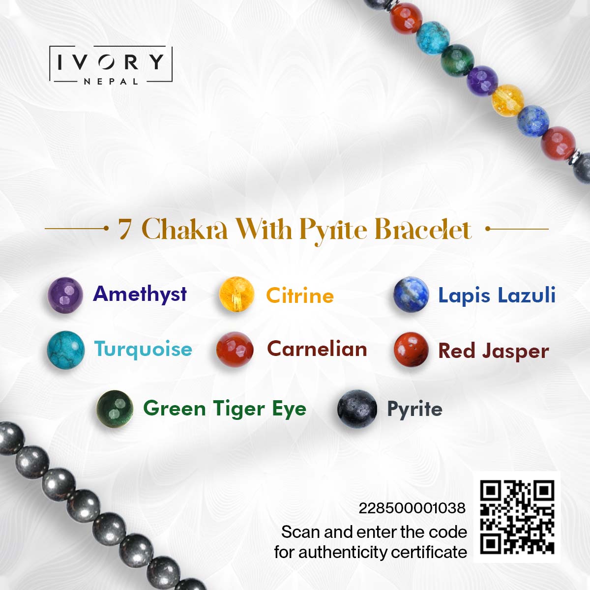 7 Chakra Pyrite Bracelet - Image 3