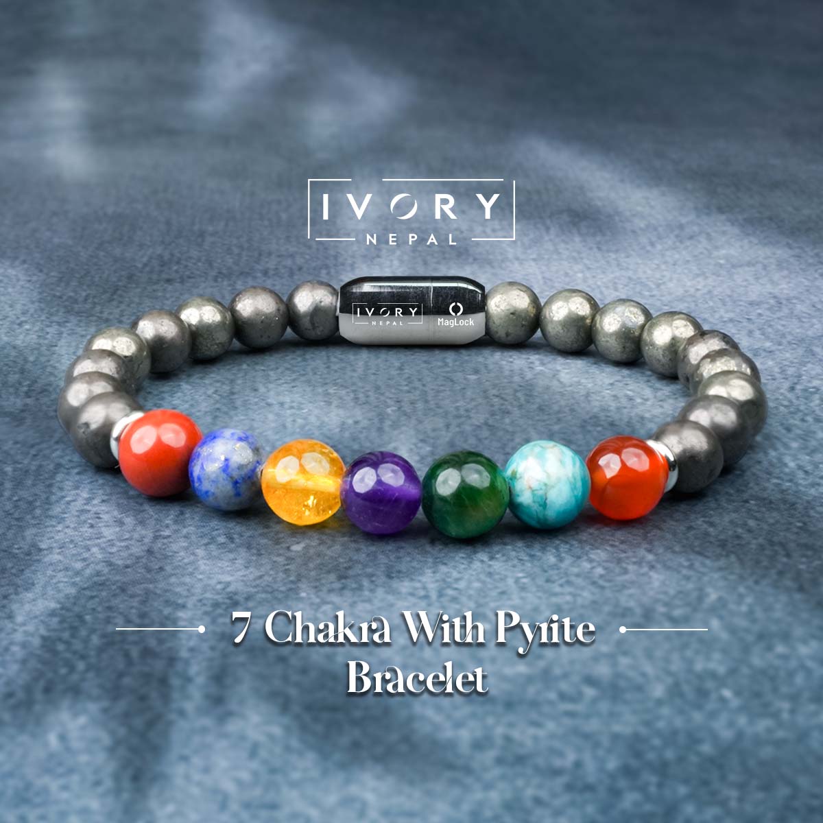 7 Chakra Pyrite Bracelet