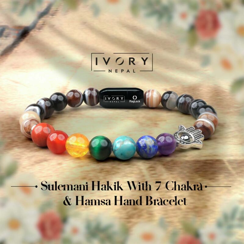 7 Chakra and Hamsa Hand with Sulemani Hakik Bracelet