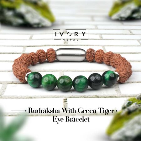 Rudraksha With Green Tiger Eye Bracelet