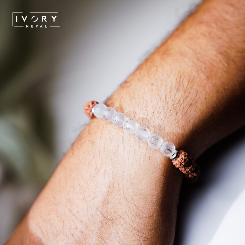 Om Sphatik with 5 Mukhi Rudraksha Bracelet - Image 2