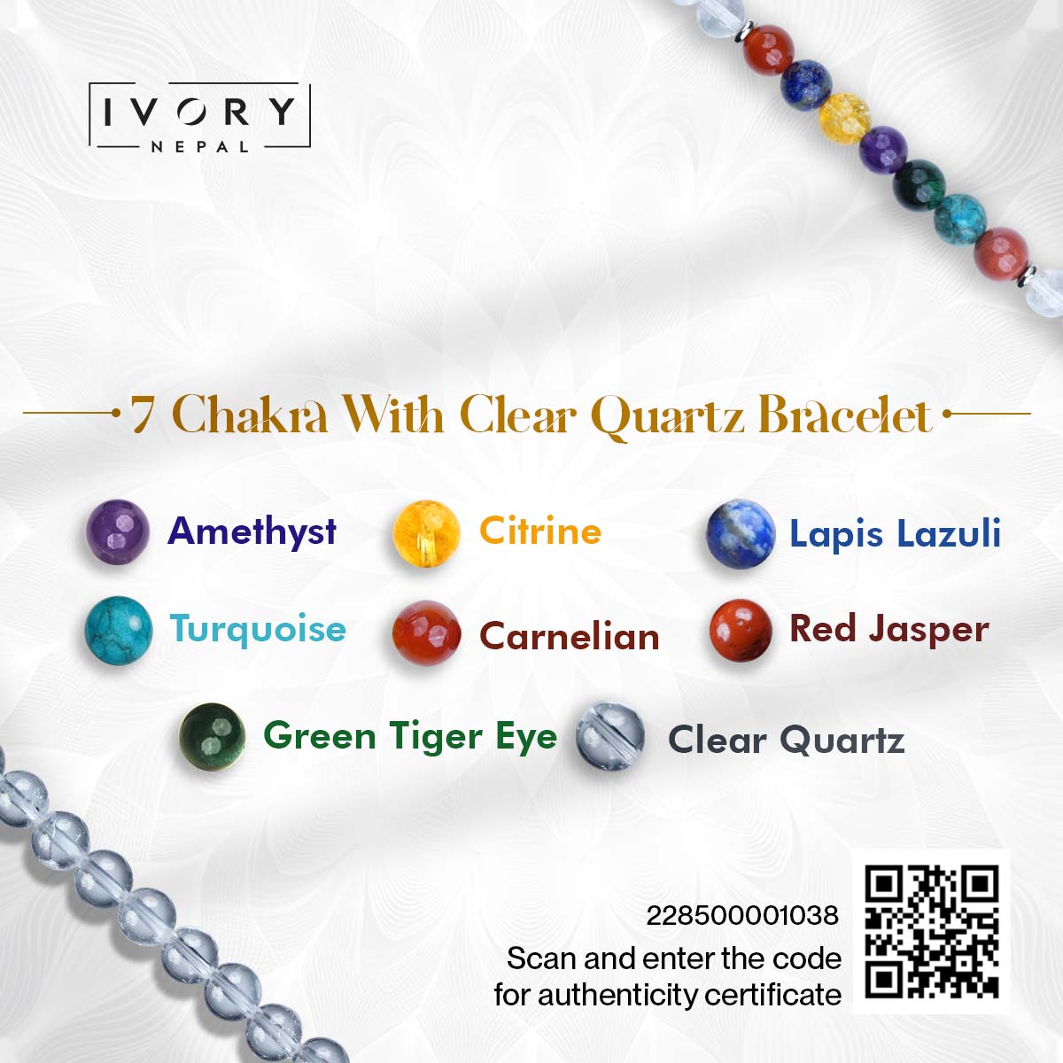 7 Chakra Clear Quartz Bracelet - Image 3