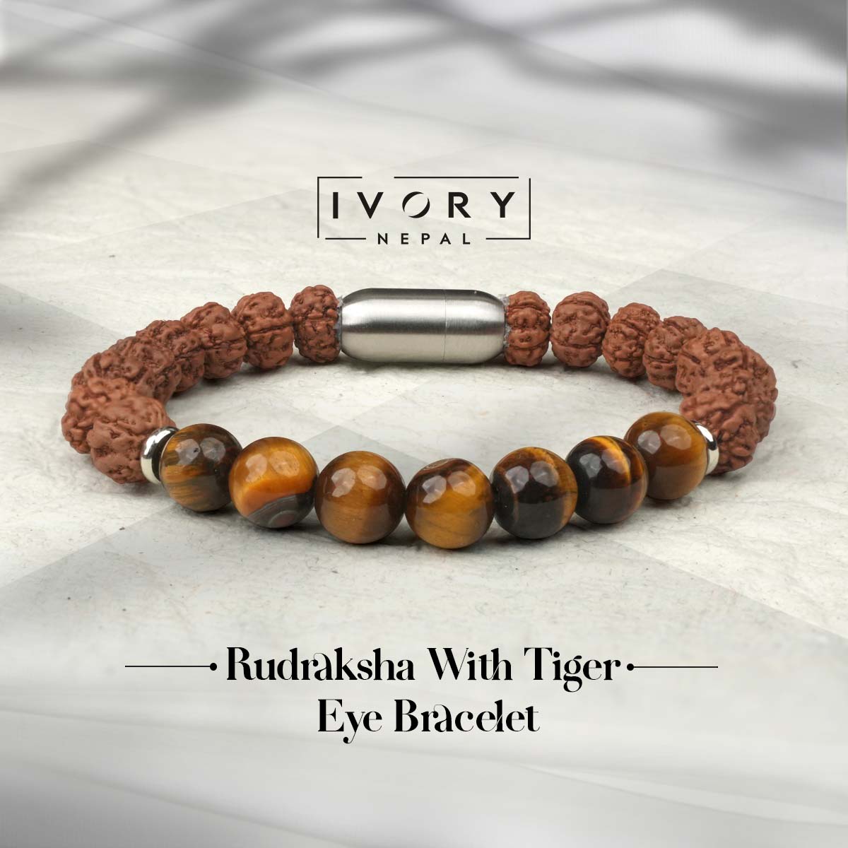 Rudraksha With Tiger Eye Bracelet