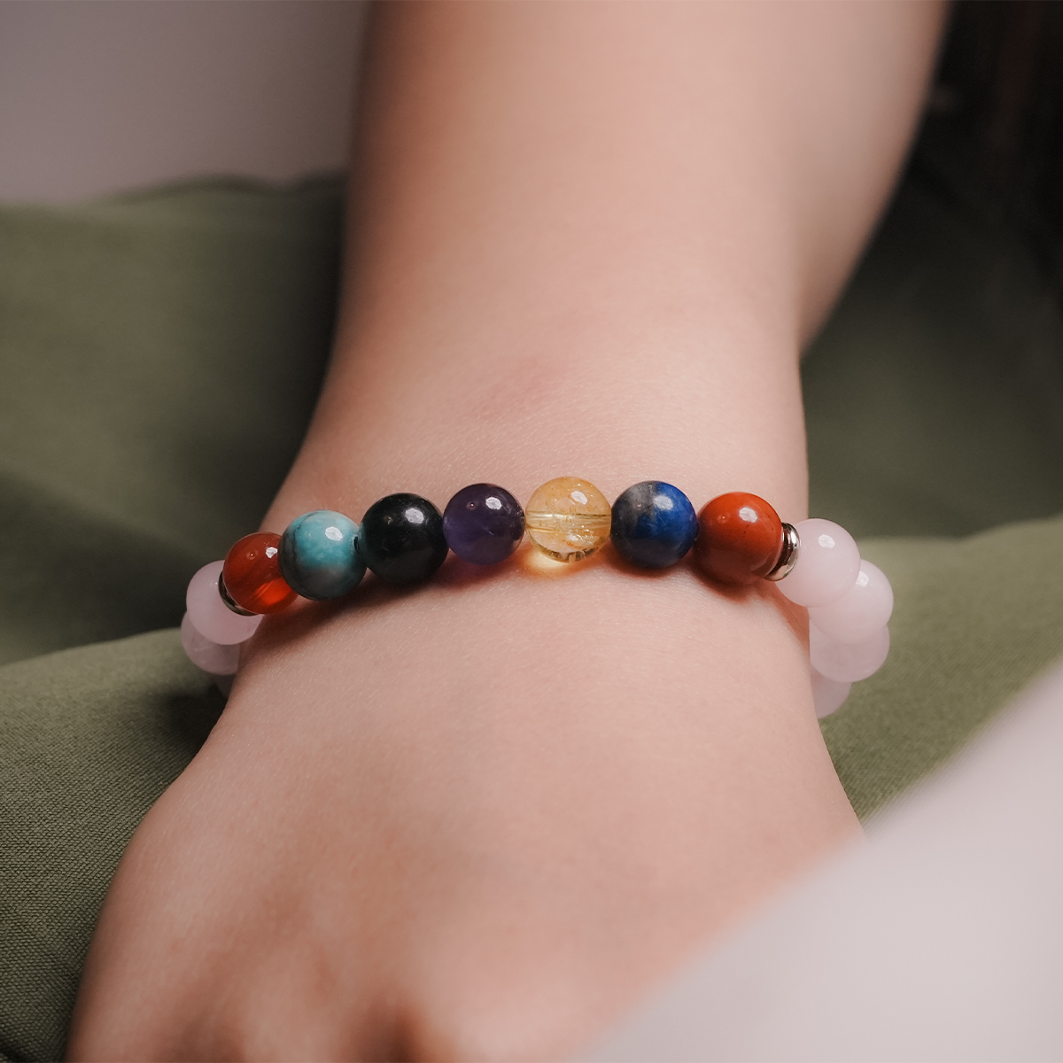 7 Chakra Rose Quartz Bracelet - Image 2