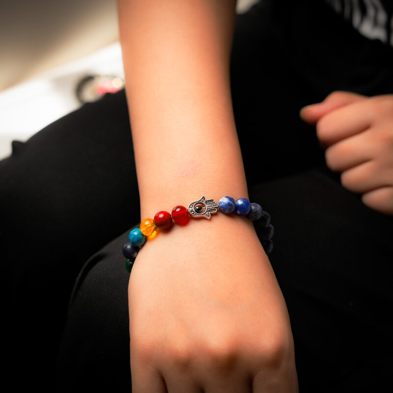 7 Chakra and Hamsa Hand with Lapis Lazuli Bracelet - Image 2