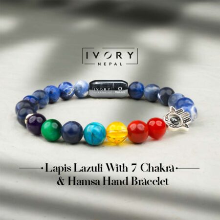7 Chakra and Hamsa Hand with Lapis Lazuli Bracelet