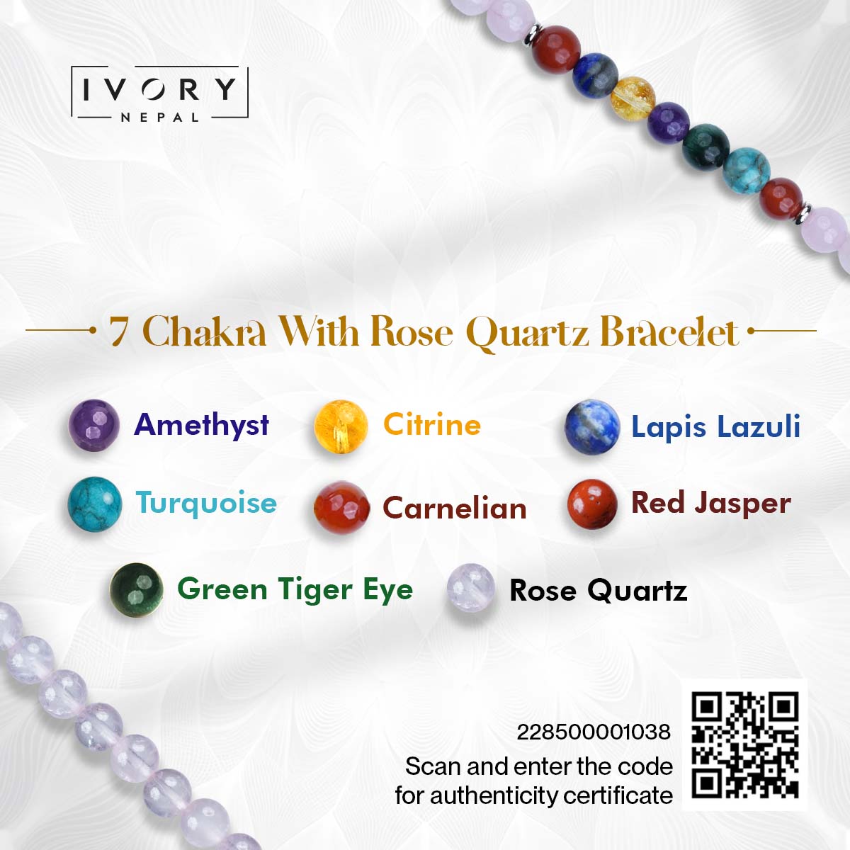 7 Chakra Rose Quartz Bracelet - Image 3