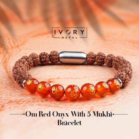 Red Onyx with 5 Mukhi Rudraksha Bracelet