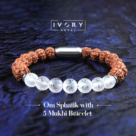 Om Sphatik with 5 Mukhi Rudraksha Bracelet
