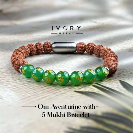 Om Aventurine with 5 Mukhi Rudraksha Bracelet