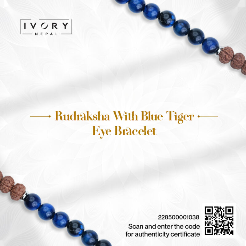 Rudraksha With Blue Tiger Eye Bracelet - Image 3