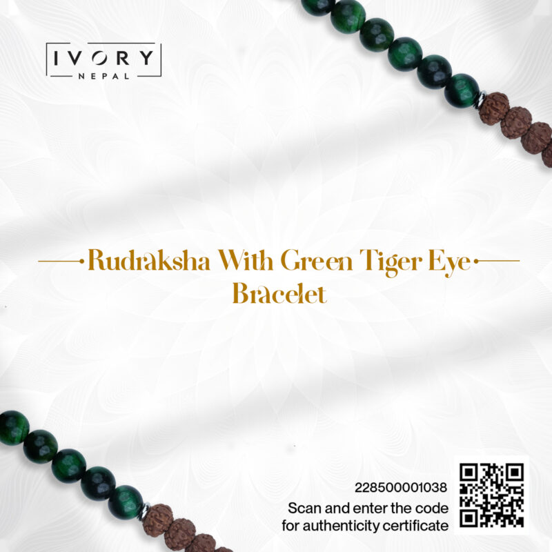 Rudraksha With Green Tiger Eye Bracelet - Image 3